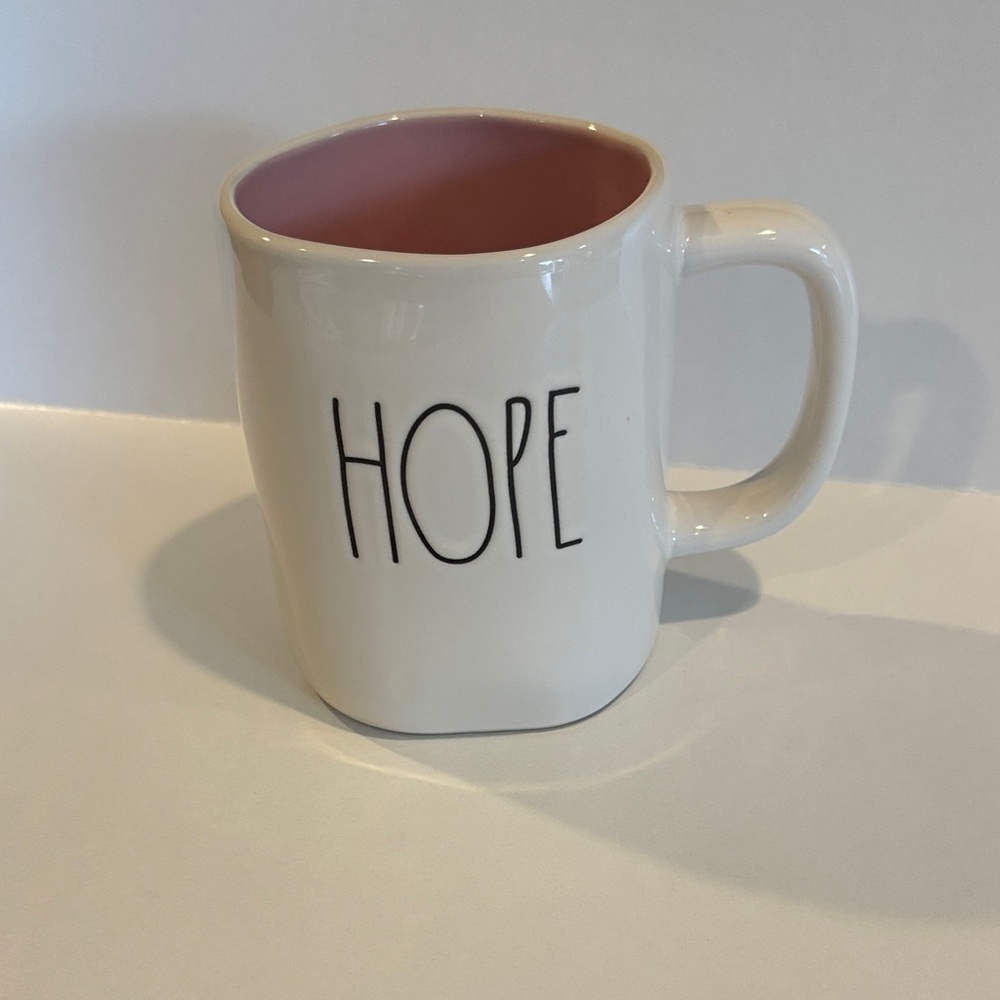 Rae Dunn White Mug with Pink Interior - 'Hope' Susan G. Komen